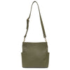 Kayleigh side pocket vegan bucket bag-Olive-showing strap