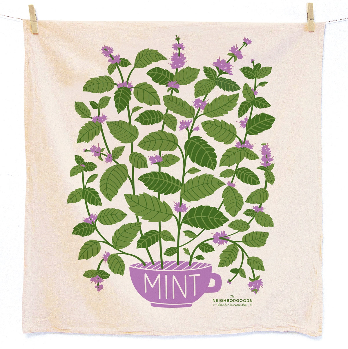 The Neighborgoods Lilac Purple and Mint tea towel set