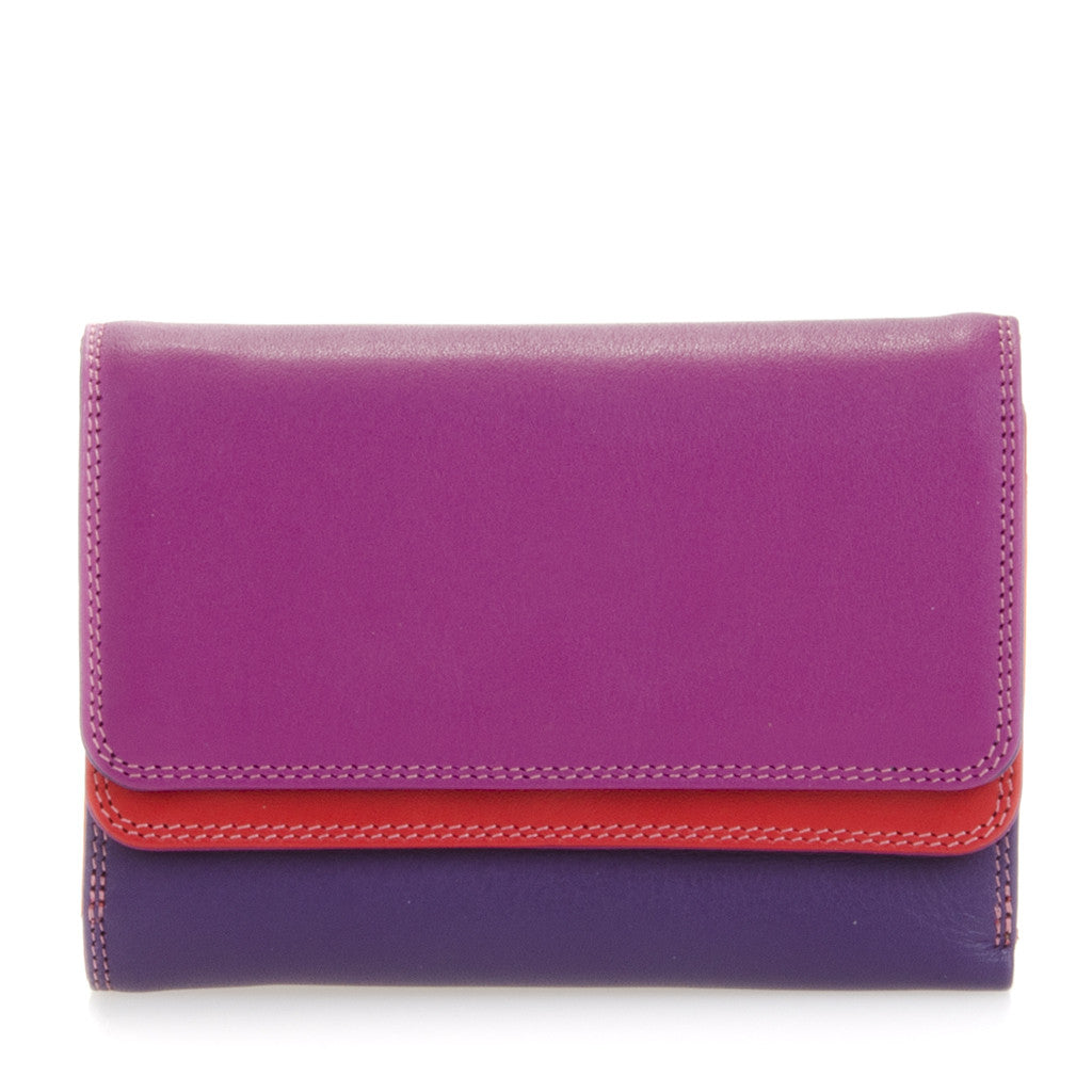 Double flap purse/wallet sangria is a colorful unique accessory with card and note section, id window, handy mini pen and a loose change pocket. 