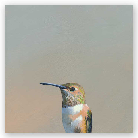 mincing mockingbird 6x6 hummingbird on wood