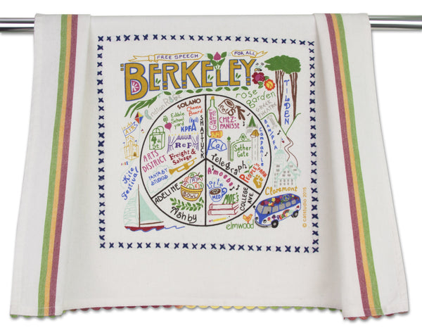 Berkeley Towel by Catstudio is an original designed silk-screened and hand embroidered 100% cotton dish towel/hand towel/guest towel/bar towel presented in an organdy re-usable pouch.