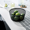 Yamazaki striped fruit basket with fruit on table black