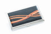 Davin and Kesler business card case in brushed steel and ebony wood inlay