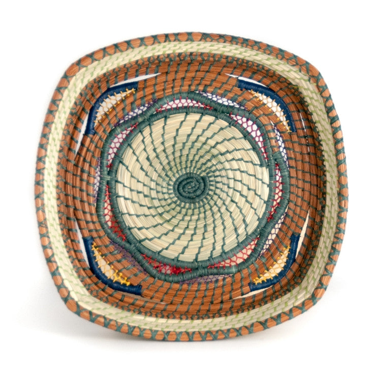 Dahlia basket is an intricately fair trade woven hand made basket made of designed by the women of Mayan Hands El Triunfo cooperative.
