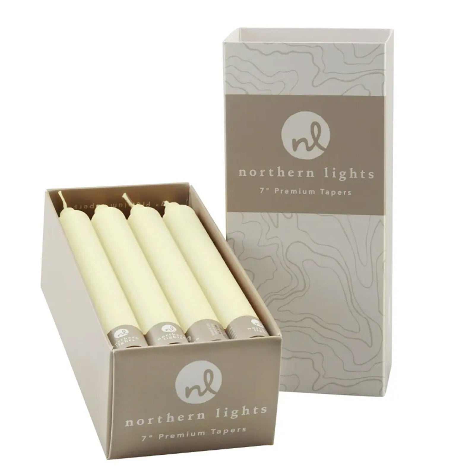 7 inch taper candles box of 12 ivory