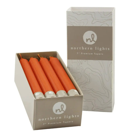 7 inch taper candles box of 12 terra cotta