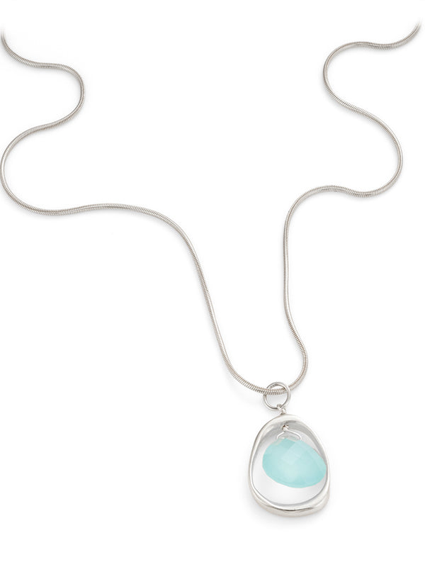 Philippa Roberts sterling silver circle with chalcedony drop necklace