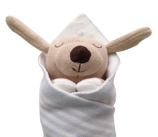 Oscar the dog baby burrito baby gift close up