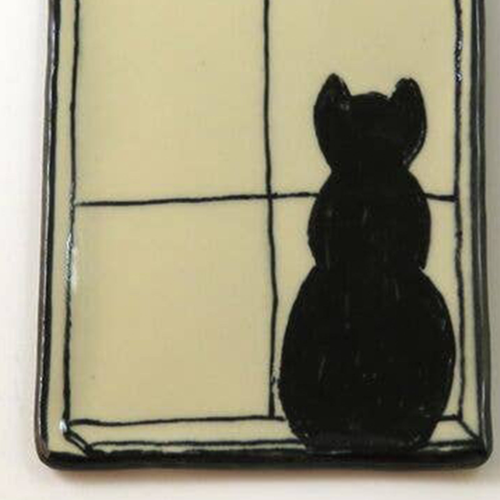 Suramics Pottery One Cat in Window tray detail