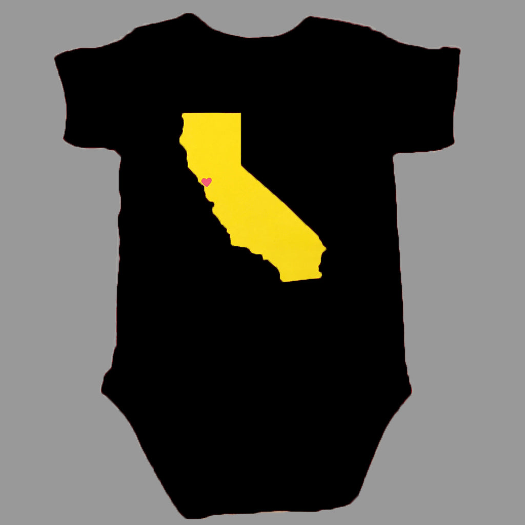 black onesie with California map on it