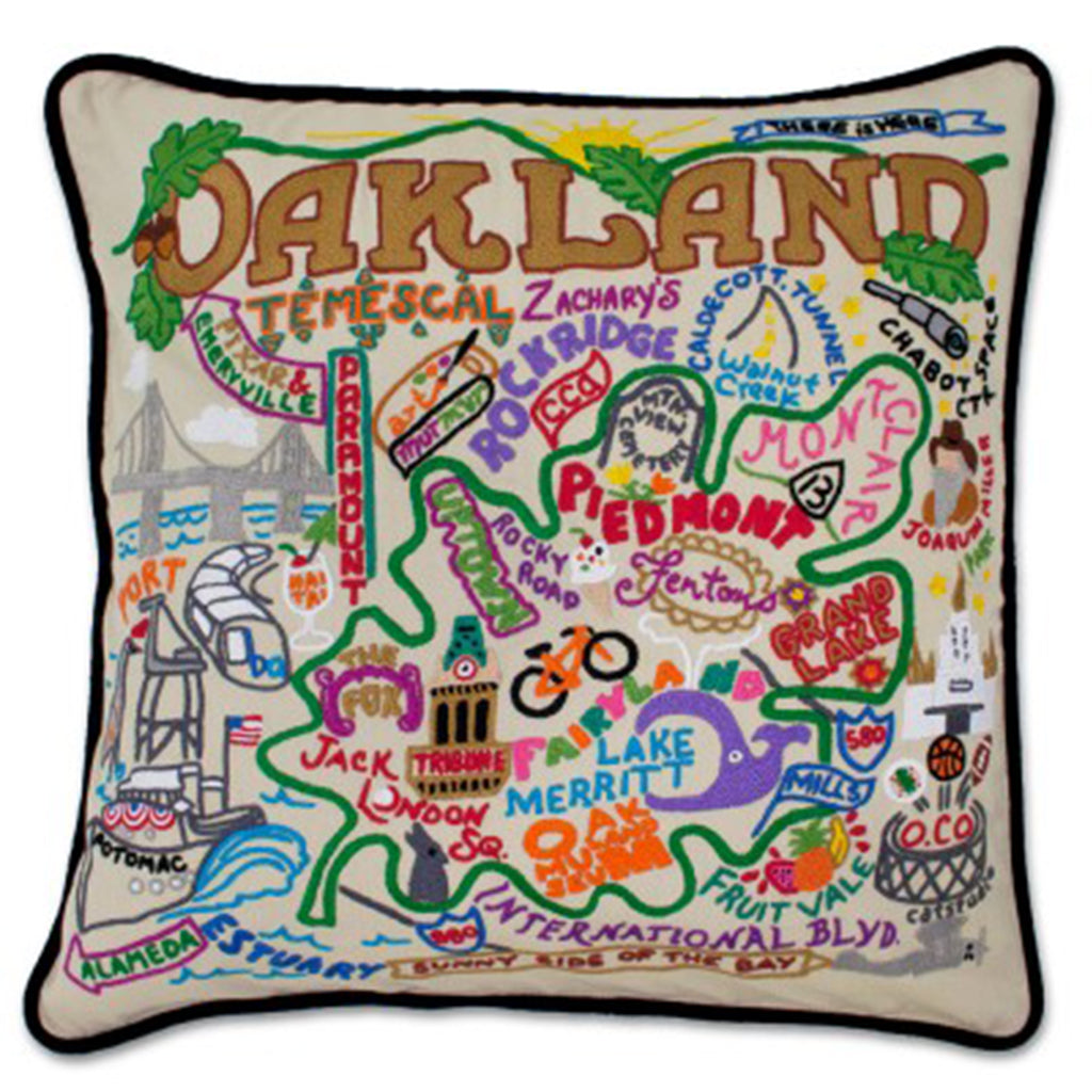Catstudio hand embroidered Oakland pillow