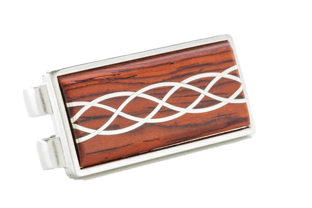  Davin and Kesler money clip in bushed steel and cocobolo rosewood