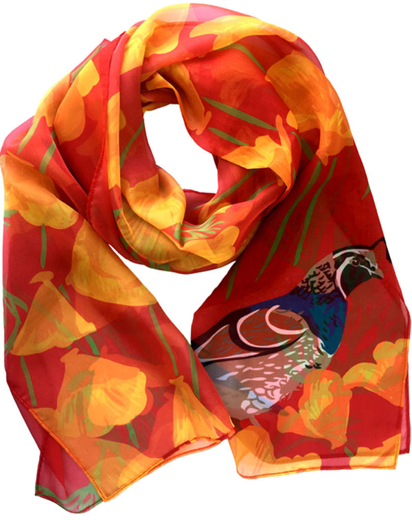 Rigel Stuhmiller poppy and quail scarf
