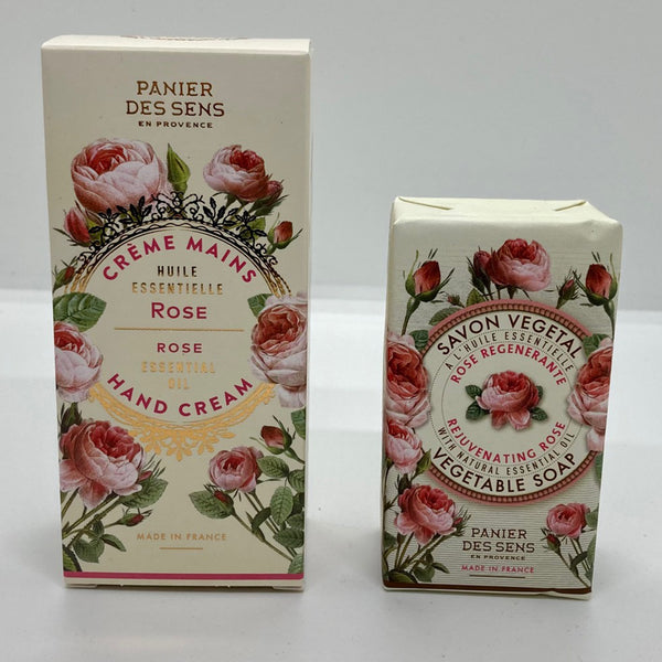 Panier Des Sens rose hand cream and soap set